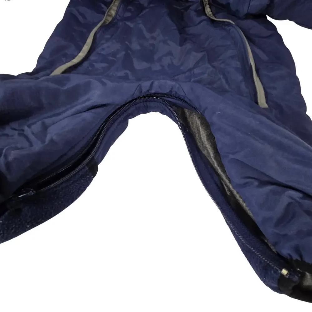 Big Chill Insulated Snowsuit Navy Blue Hooded with Dual Full Length Zippers 3-6m
